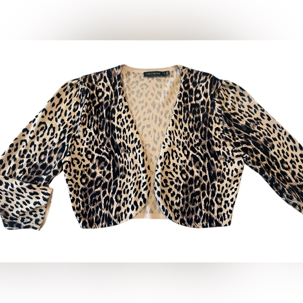 The Limited Animal Print Shrug - Black and Tan Size Large - Picture 2 of 7